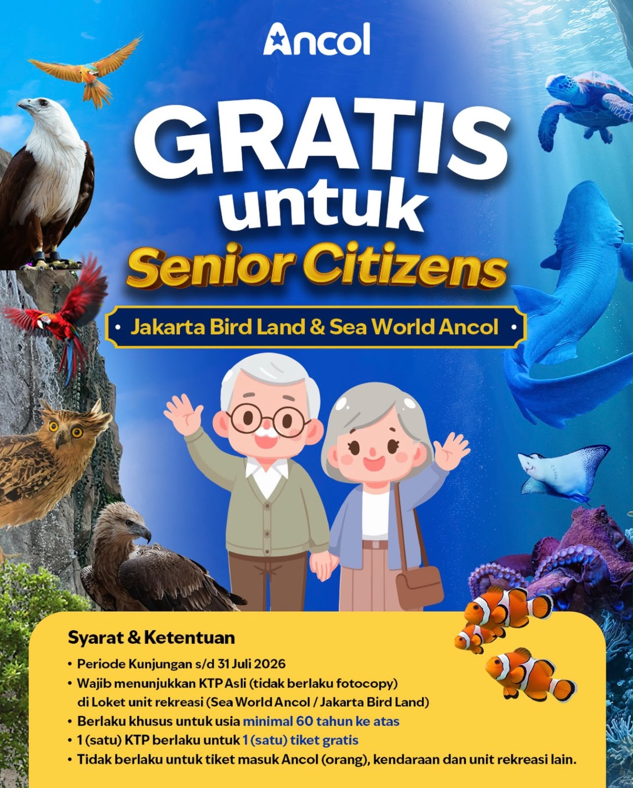 Ancol Gratiskan Tiket Masuk Wahana  untuk Senior Citizens Lewat Wisata Edukatif dan Rekreatif,